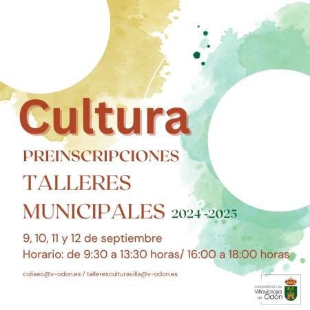 El 9 de septiembre se abre el plazo para las preinscripciones del los talleres municipales de Cultura